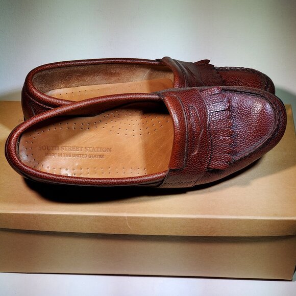 VINTAGE RARE SOUTH STREET STATION SCOTCH GRAIN KILTIE PENNY LOAFERS MADE IN USA